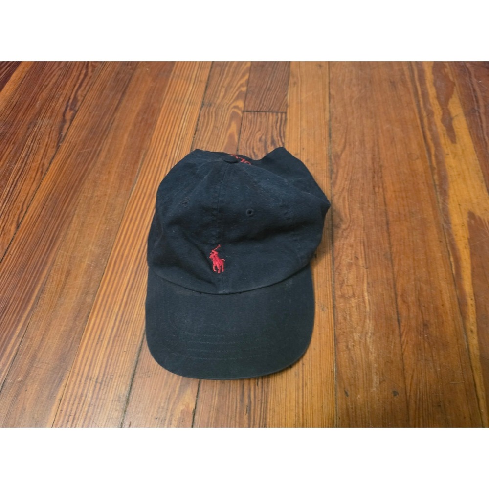 Polo Ralph Lauren Mens Black Cotton Baseball Cap Red Pony Logo Adjustable Hat